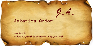 Jakatics Andor névjegykártya